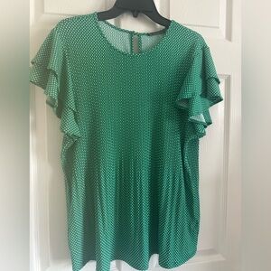 Adrianna Papell Emerald Ruffle Sleeve Blouse